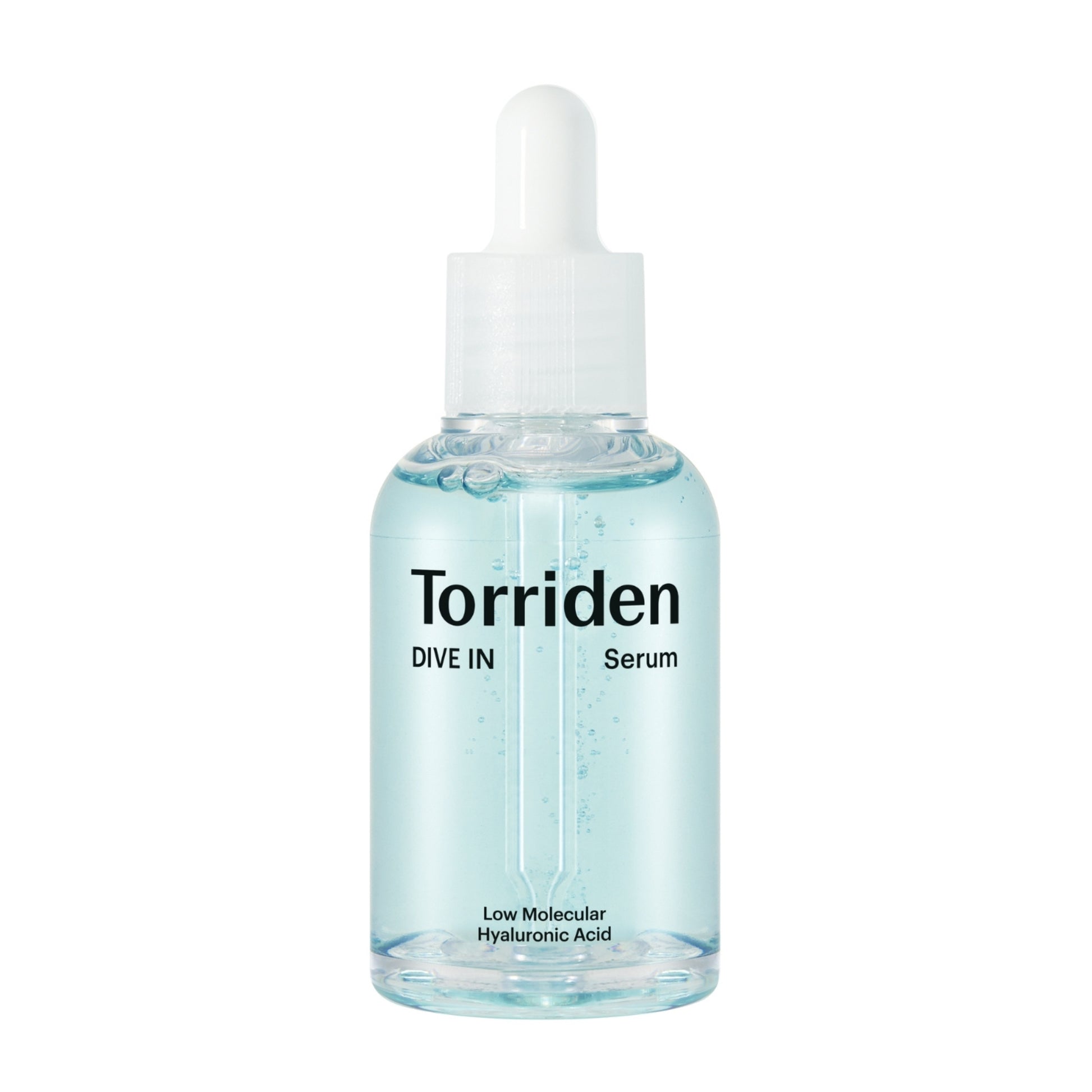 Torriden DIVE-IN Serum 50ml fuktighetsgivende og beroligende vegansk serum med 5 typer hyaluronsyre, panthenol og betaglukan, lett og raskt absorberende, gir glød og passer for sensitiv hud