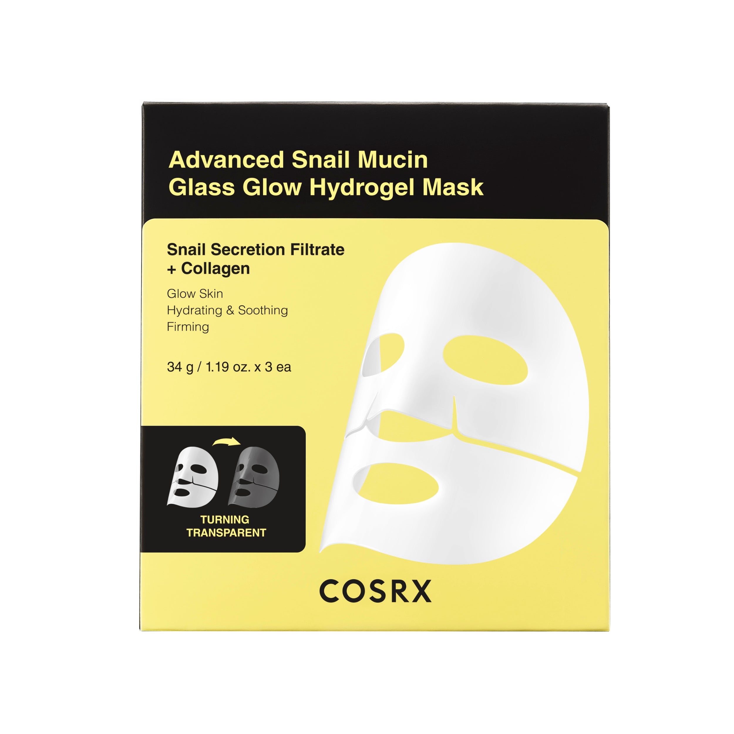 COSRX Advanced Snail Mucin Glass Glow Hydrogel Mask 34g x 3