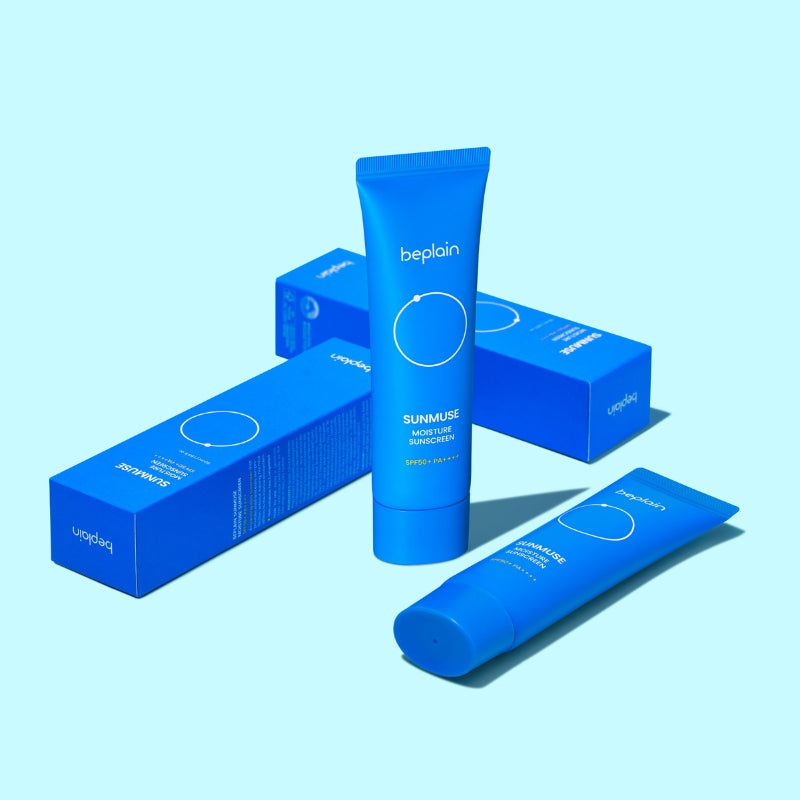 BEPLAIN Sunmuse Moisture Sunscreen SPF 50 vegansk solkrem for ansiktet, lett konsistens, raskt absorberende, beskytter mot UVA og UVB stråler. Bundle