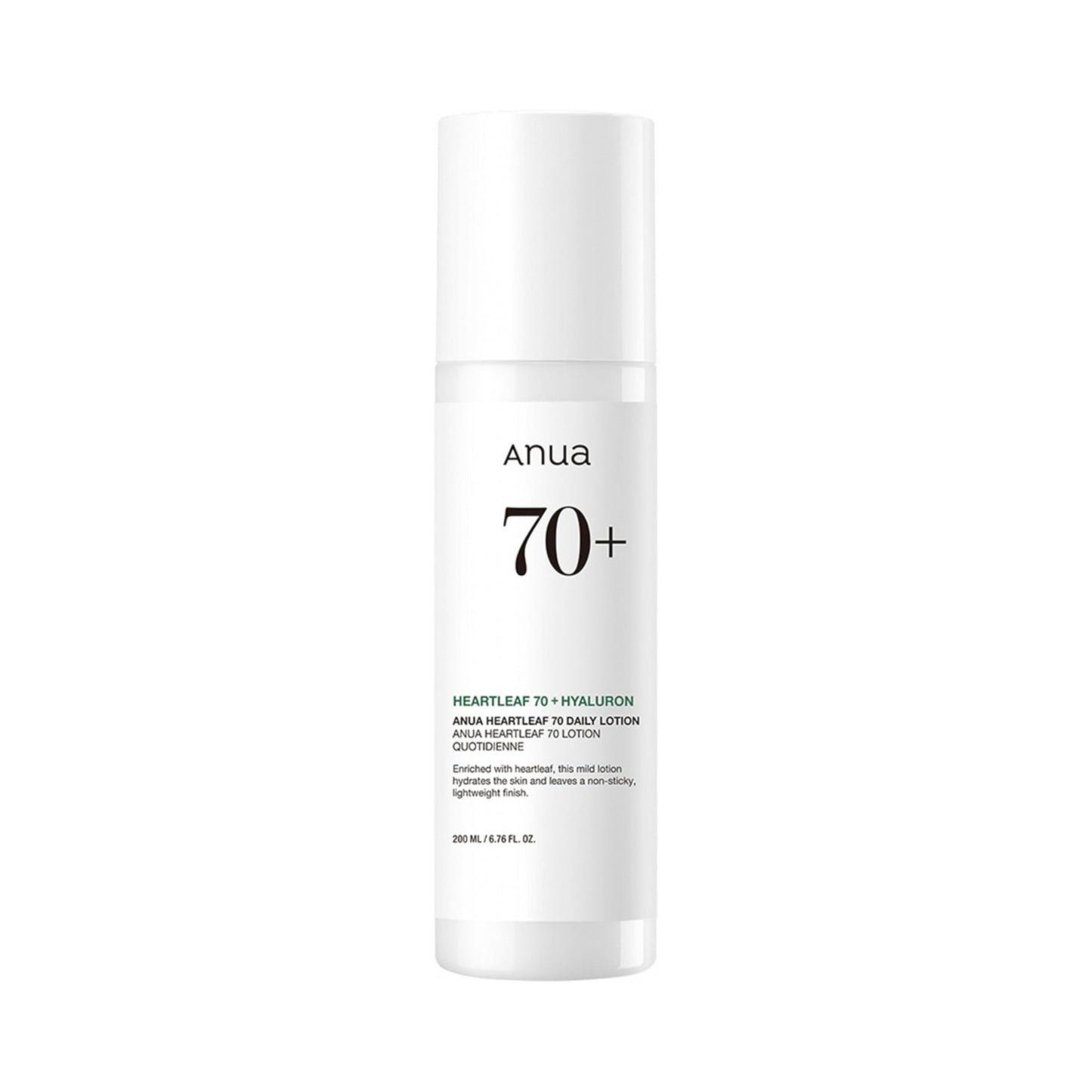Anua Heartleaf 70% Daily Lotion fuktighetskrem oljefri 200ml frontpakning, egnet for sensitiv hud og perioral dermatitt