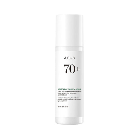 Anua Heartleaf 70% Daily Lotion fuktighetskrem oljefri 200ml frontpakning, egnet for sensitiv hud og perioral dermatitt