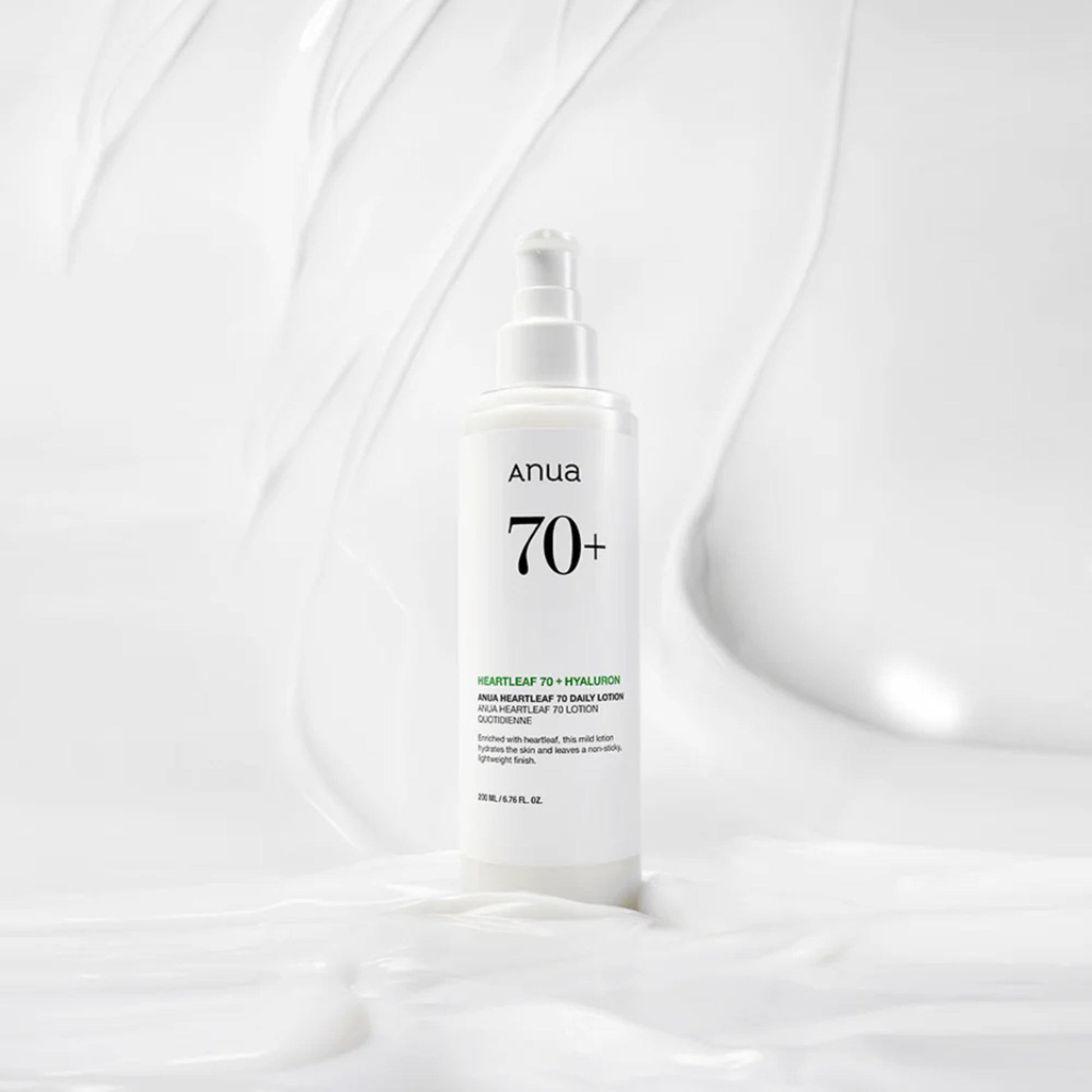 Anua Heartleaf 70% Daily Lotion fuktighetskrem oljefri 200ml konsistens, egnet for sensitiv hud og perioral dermatitt