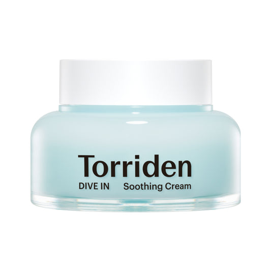 Torriden DIVE-IN Soothing Cream fuktighetskrem oljefri 100ml frontpakning, egnet for sensitiv hud med rosacea og perioral dermatitt