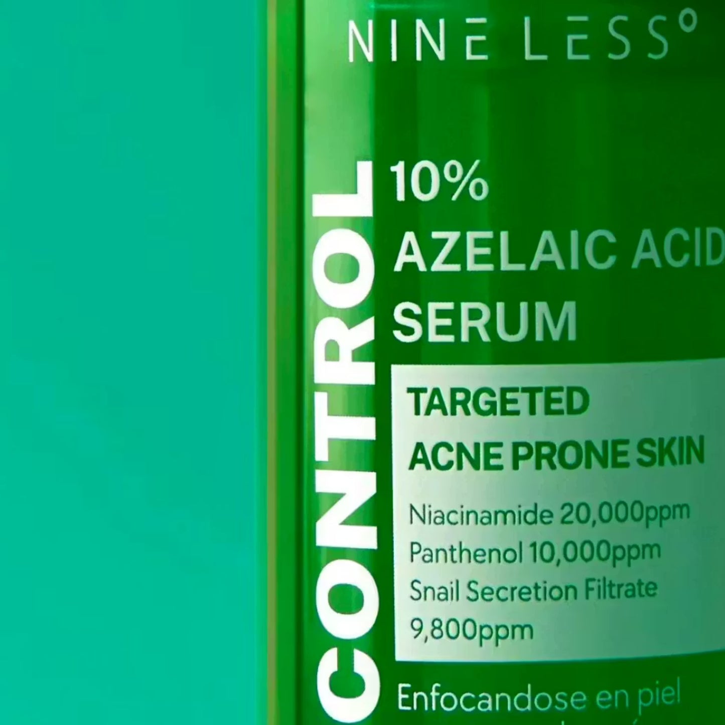 NINE LESS A-Control 10 prosent Azelaic Acid Serum for ansiktet reduserer kviser og rødhet, passer sensitiv hud og rosacea, styrker hudbarrieren